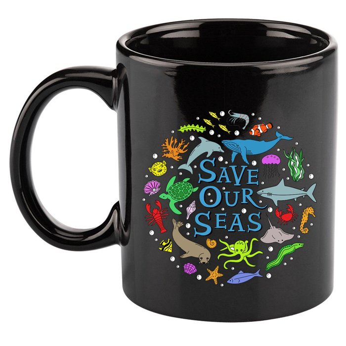 Save Our Oceans Seas Sea Creatures Sea Animals Protect 11oz C Handle Ceramic Mug