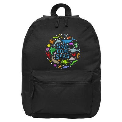 Save Our Oceans Seas Sea Creatures Sea Animals Protect 16 in Basic Backpack