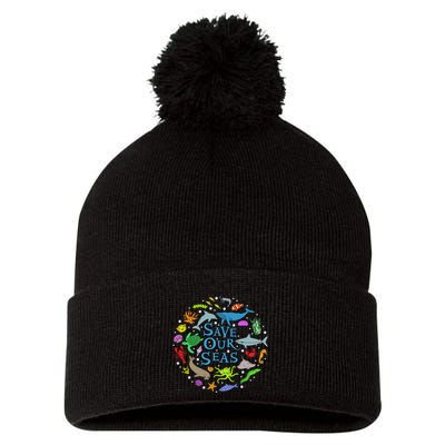 Save Our Oceans Seas Sea Creatures Sea Animals Protect Pom Pom 12in Knit Beanie