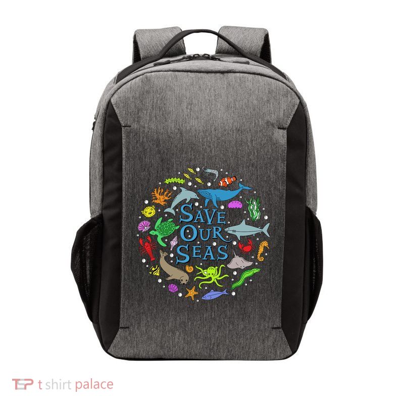 Save Our Oceans Seas Sea Creatures Sea Animals Protect Vector Backpack