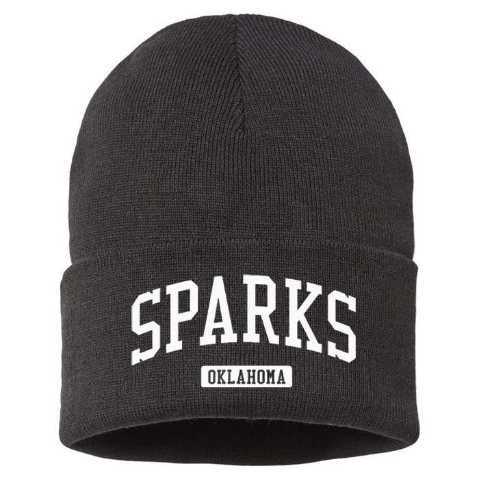 Sparks Oklahoma Ok Vintage Athletic Sports Design Sustainable Knit Beanie