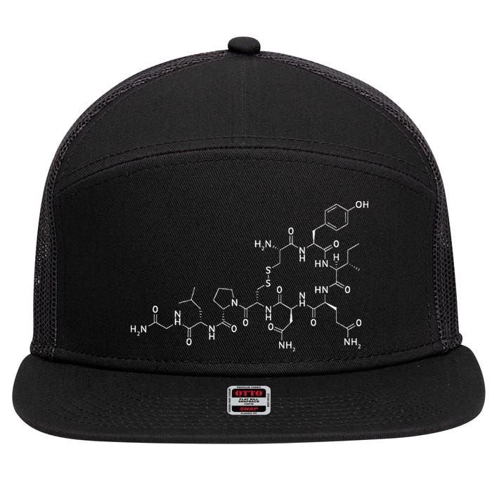 Structure Of Oxytocin Chemical Molecule Chemistry 7 Panel Mesh Trucker Snapback Hat