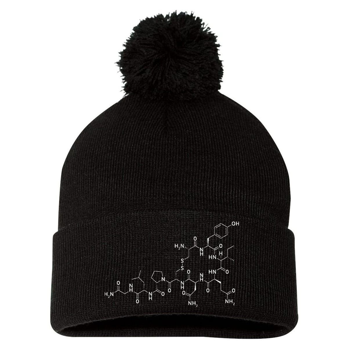 Structure Of Oxytocin Chemical Molecule Chemistry Pom Pom 12in Knit Beanie