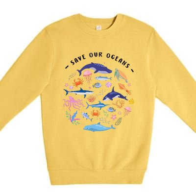 Save Our Oceans Seas Sea Creatures Sea Animals Protect Premium Crewneck Sweatshirt