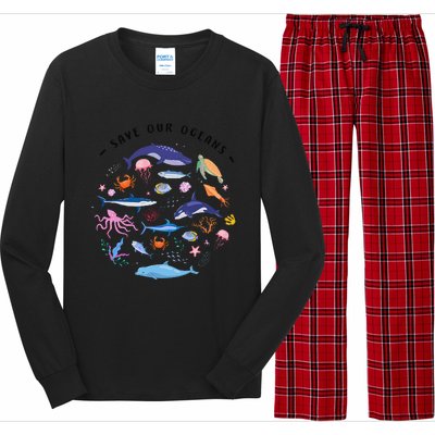 Save Our Oceans Seas Sea Creatures Sea Animals Protect Long Sleeve Pajama Set