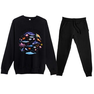 Save Our Oceans Seas Sea Creatures Sea Animals Protect Premium Crewneck Sweatsuit Set