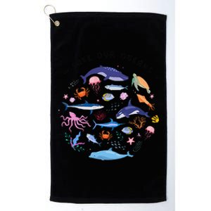 Save Our Oceans Seas Sea Creatures Sea Animals Protect Platinum Collection Golf Towel