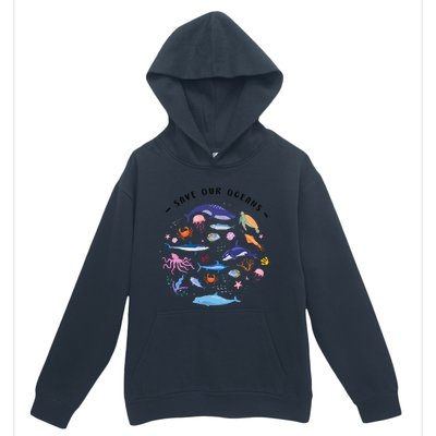 Save Our Oceans Seas Sea Creatures Sea Animals Protect Urban Pullover Hoodie