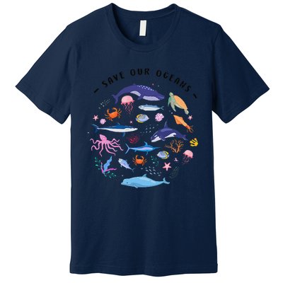 Save Our Oceans Seas Sea Creatures Sea Animals Protect Premium T-Shirt