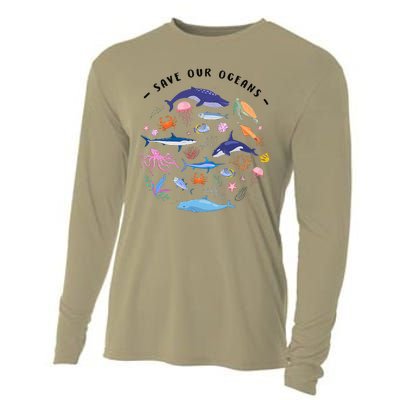 Save Our Oceans Seas Sea Creatures Sea Animals Protect Cooling Performance Long Sleeve Crew