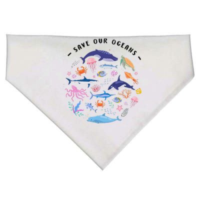 Save Our Oceans Seas Sea Creatures Sea Animals Protect USA-Made Doggie Bandana