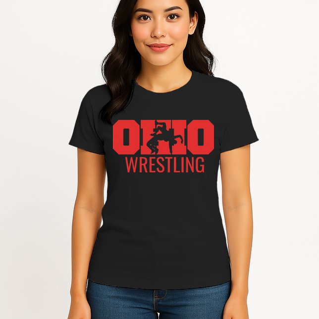 State Of Ohio Wrestling Freestyle Wrestler Gear Sports Womens T-Shirt