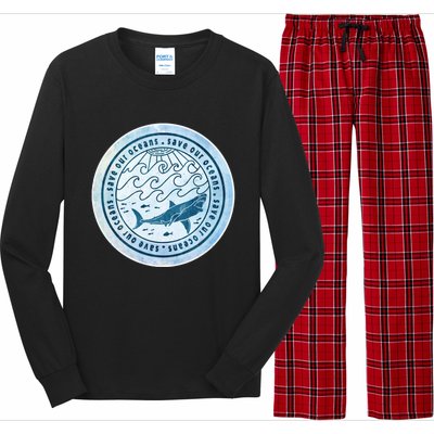 Save Our Oceans Conservation And Preservation Shark Love Great Gift Long Sleeve Pajama Set