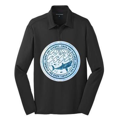 Save Our Oceans Conservation And Preservation Shark Love Great Gift Silk Touch Performance Long Sleeve Polo