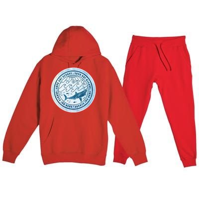 Save Our Oceans Conservation And Preservation Shark Love Great Gift Premium Hooded Sweatsuit Set