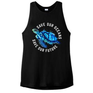 Save Our Oceans Turtle Earth Day Pro Environment Conservancy Ladies PosiCharge Tri-Blend Wicking Tank