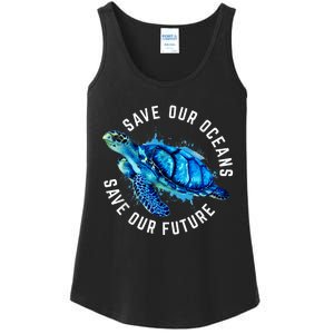 Save Our Oceans Turtle Earth Day Pro Environment Conservancy Ladies Essential Tank