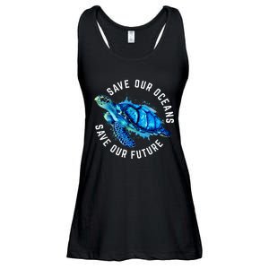 Save Our Oceans Turtle Earth Day Pro Environment Conservancy Ladies Essential Flowy Tank