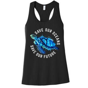 Save Our Oceans Turtle Earth Day Pro Environment Conservancy Women's Racerback Tank