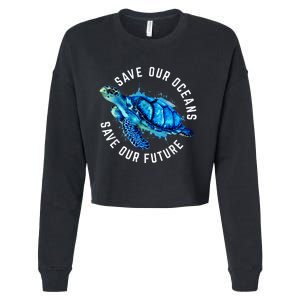 Save Our Oceans Turtle Earth Day Pro Environment Conservancy Cropped Pullover Crew