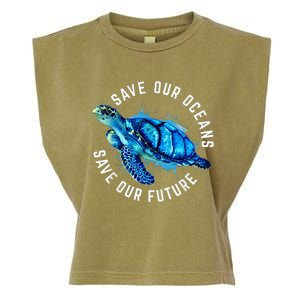 Save Our Oceans Turtle Earth Day Pro Environment Conservancy Garment-Dyed Women's Muscle Tee