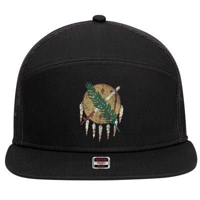 STATE OF OKLAHOMA FLAG OSAGE NATION SHIELD 7 Panel Mesh Trucker Snapback Hat