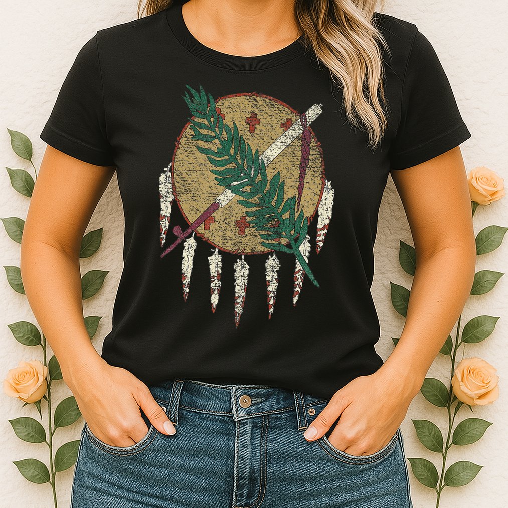 STATE OF OKLAHOMA FLAG OSAGE NATION SHIELD Womens T-Shirt