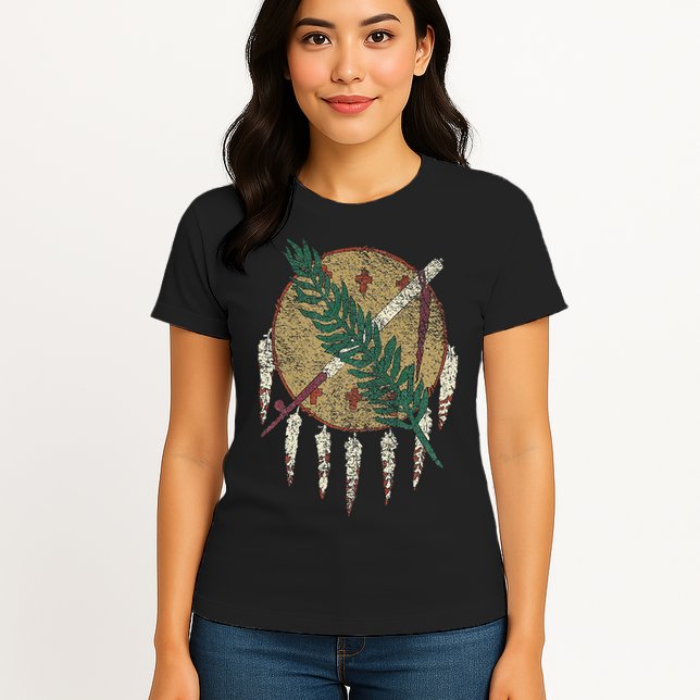 STATE OF OKLAHOMA FLAG OSAGE NATION SHIELD Womens T-Shirt