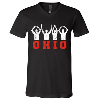 State Of Ohio Ohioan OH Trendy Distressed V-Neck T-Shirt