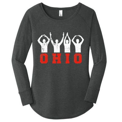 State Of Ohio Ohioan OH Trendy Distressed Women's Perfect Tri Tunic Long Sleeve Shirt