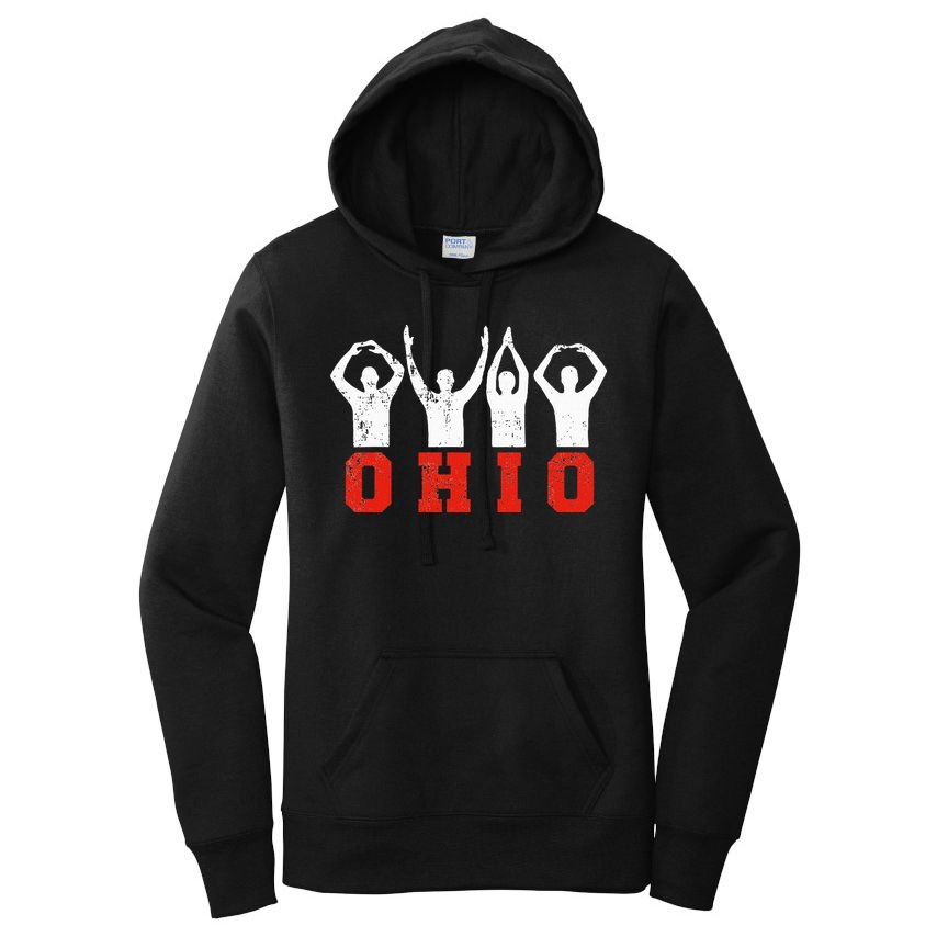 State Of Ohio Ohioan OH Trendy Distressed Women's Pullover Hoodie