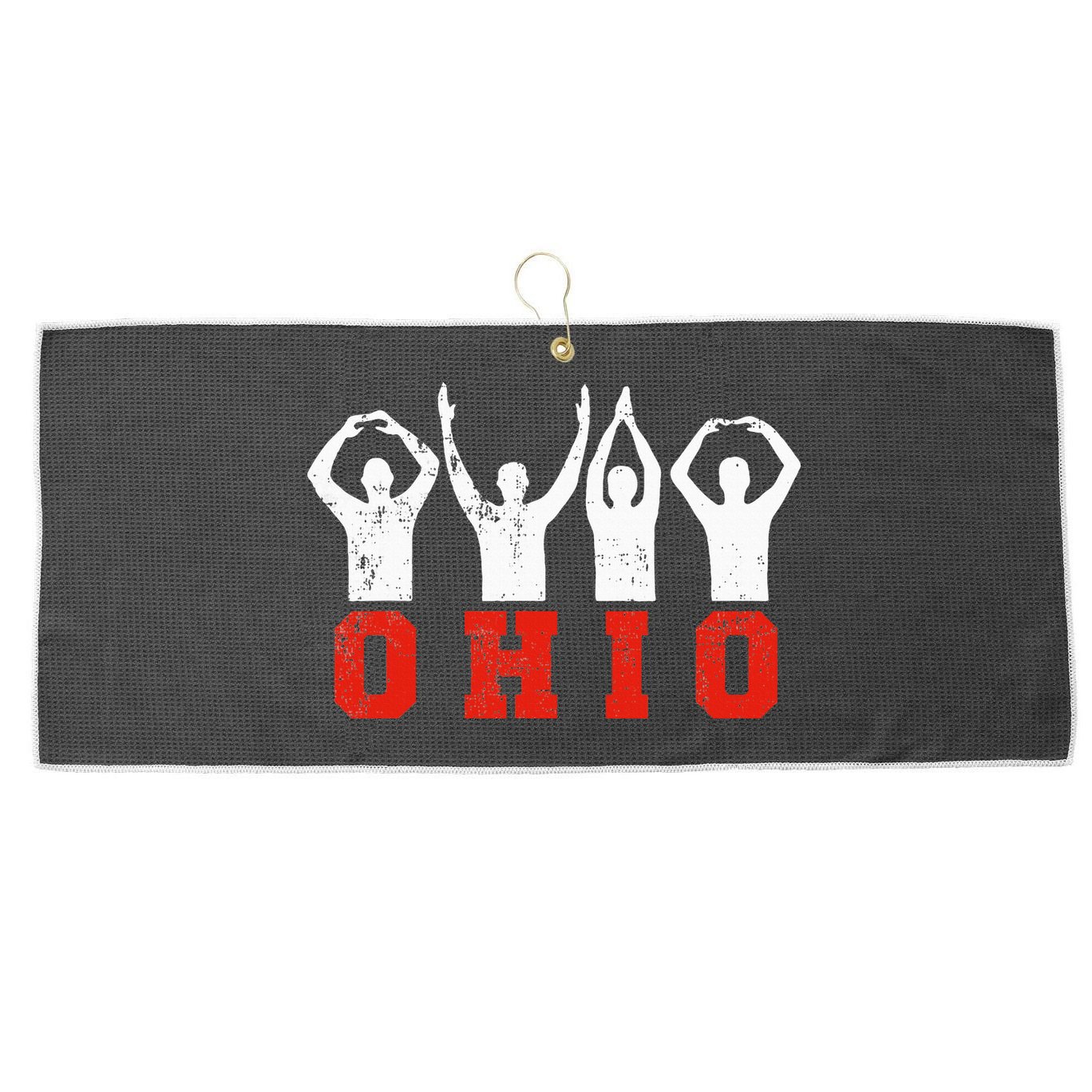 State Of Ohio Ohioan OH Trendy Distressed Large Microfiber Waffle Golf Towel