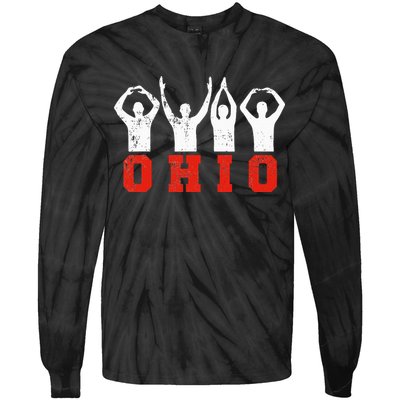 State Of Ohio Ohioan OH Trendy Distressed Tie-Dye Long Sleeve Shirt