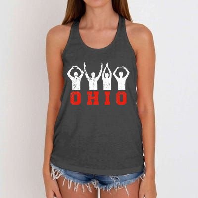 State Of Ohio Ohioan OH Trendy Distressed Women's Knotted Racerback Tank