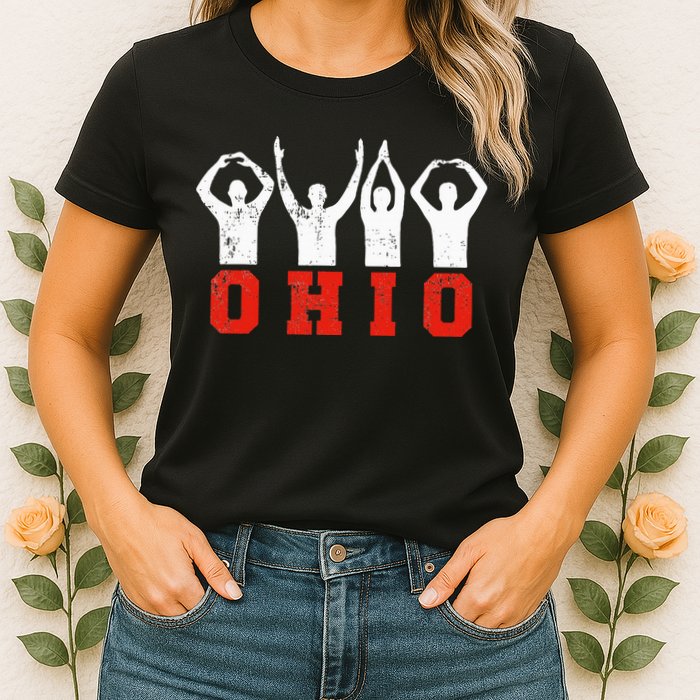 State Of Ohio Ohioan OH Trendy Distressed Womens T-Shirt