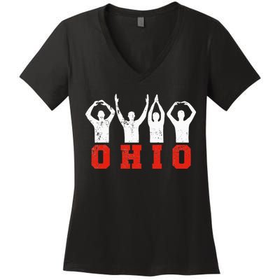 State Of Ohio Ohioan OH Trendy Distressed Women's V-Neck T-Shirt