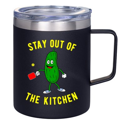 Stay Out Of The Kitchen Funny Pickleball Dink Graphic Gift 12oz Stainless Steel Coffee Mug