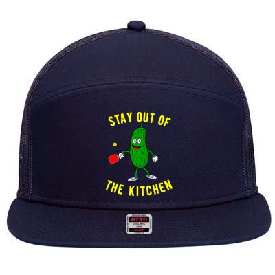 Stay Out Of The Kitchen Funny Pickleball Dink Graphic Gift 7 Panel Mesh Trucker Snapback Hat