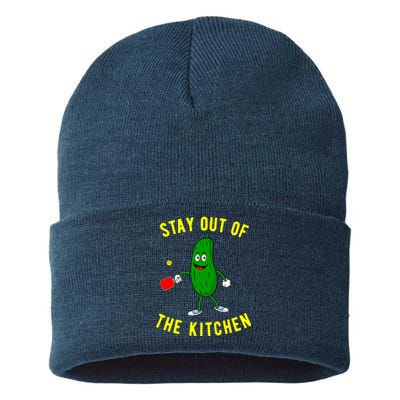 Stay Out Of The Kitchen Funny Pickleball Dink Graphic Gift Sustainable Knit Beanie