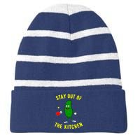 Stay Out Of The Kitchen Funny Pickleball Dink Graphic Gift Striped Beanie with Solid Band