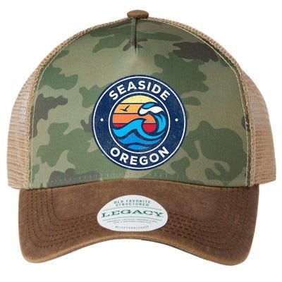 Seaside Oregon Or Vintage Nautical Waves Legacy Tie Dye Trucker Hat