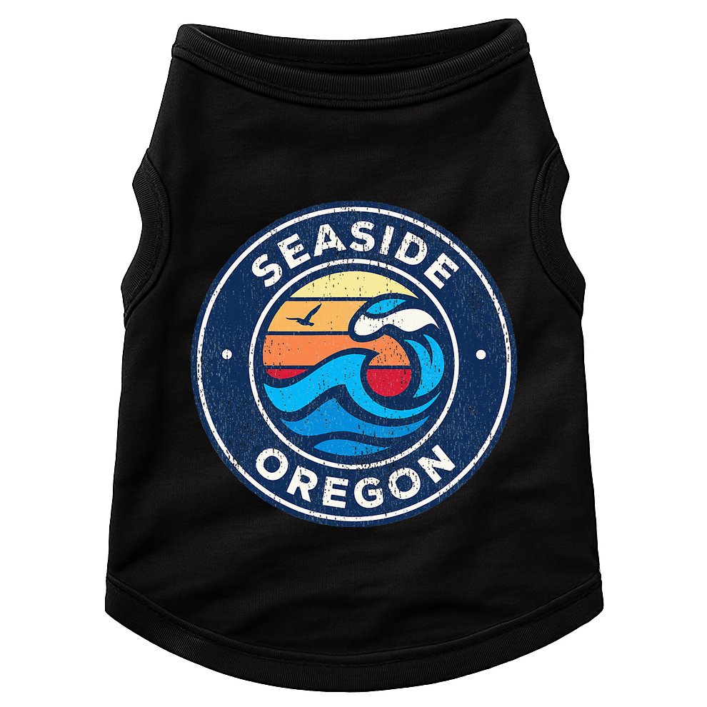Seaside Oregon Or Vintage Nautical Waves Doggie Tank