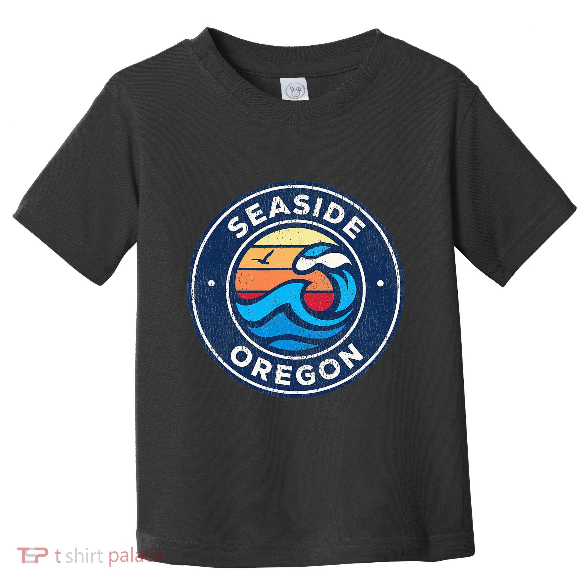 Seaside Oregon Or Vintage Nautical Waves Toddler T-Shirt