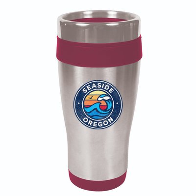 Seaside Oregon Or Vintage Nautical Waves 16oz Travel Tumbler