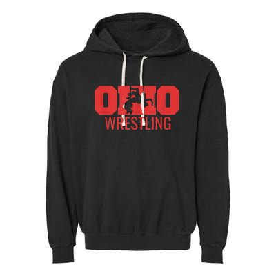 State Of Ohio Wrestling Freestyle Wrestler Gear Sports Garment-Dyed Fleece Hoodie