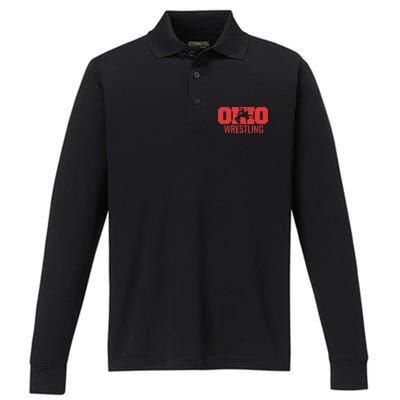 State Of Ohio Wrestling Freestyle Wrestler Gear Sports Performance Long Sleeve Polo