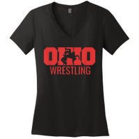 State Of Ohio Wrestling Freestyle Wrestler Gear Sports Women's V-Neck T-Shirt