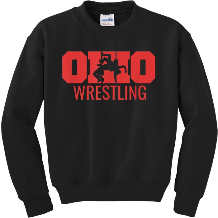 State Of Ohio Wrestling Freestyle Wrestler Gear Sports Kids Sweatshirt