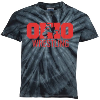 State Of Ohio Wrestling Freestyle Wrestler Gear Sports Kids Tie-Dye T-Shirt