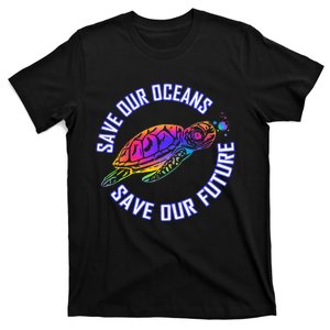 Save Our Oceans Save Our Future Tie Dye Turtle Conservation T-Shirt